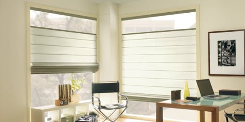 Roman shades in an office